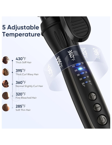 Plancha de Rizar Profesional Ryanboo 0.75" Negra 5 Temperaturas