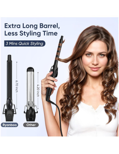 Plancha de Rizar Profesional Ryanboo 0.75" Negra 5 Temperaturas