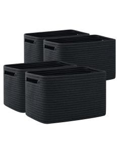 Cestas de Almacenamiento OIAHOMY 4 Piezas Algodón 32.3x22.9x19.8cm Negro