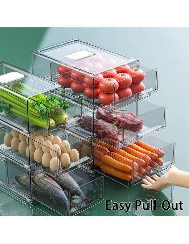 Organizador de Refrigerador YekouMax 2 Pack Cajones Apilables 30 cm