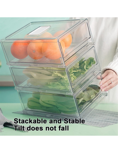 Organizador de Refrigerador YekouMax 2 Pack Cajones Apilables 30 cm