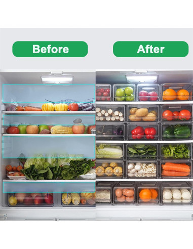 Organizador de Refrigerador YekouMax 2 Pack Cajones Apilables 30 cm