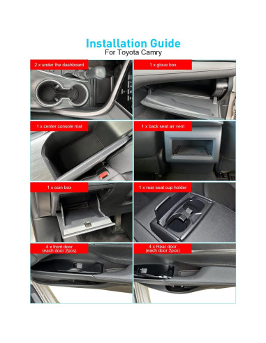 Accesorios Toyota Camry 2018-2024 - Inserto Portavasos Negro