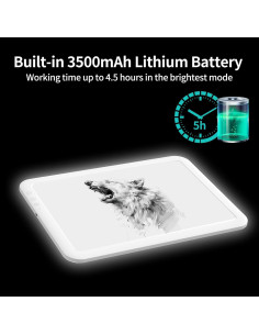 Mesa de Luz A3 TOHETO Inalámbrica LED 3500mAh Blanca 2