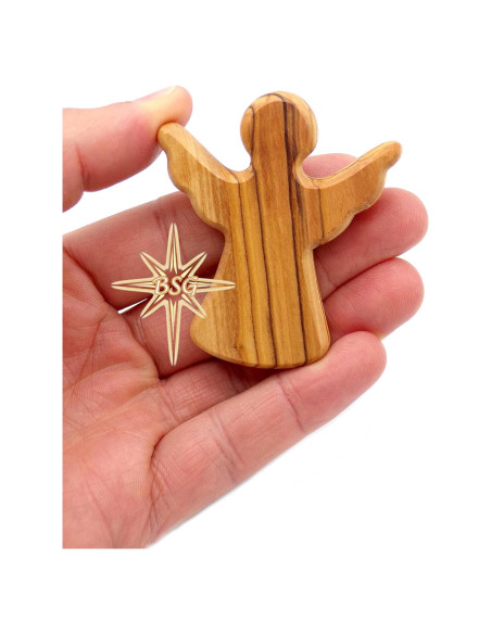 Ángel Guardián de Madera de Olivo Dacaret 6x5 cm