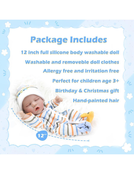 Muñeca de bebé renacido CARANOVO 30 cm realista para niños