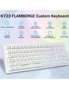 Teclado Mecánico Inalámbrico Redragon K723 Blanco RGB 99 Teclas 2