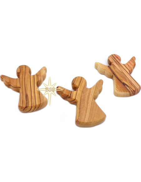 Ángel Guardián de Madera de Olivo Dacaret 6x5 cm