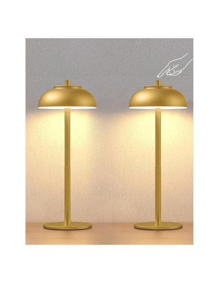 Juego de 2 Lámparas de Mesa LED Doradas Recargables IP65