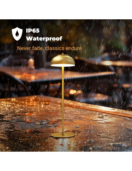 Juego de 2 Lámparas de Mesa LED Doradas Recargables IP65