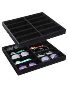 Organizador de Gafas de Sol Batiyeer 10 Rejillas Terciopelo Negro