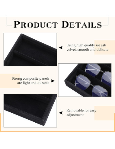 Organizador de Gafas de Sol Batiyeer 10 Rejillas Terciopelo Negro