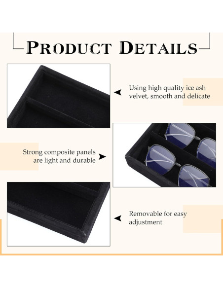 Organizador de Gafas de Sol Batiyeer 10 Rejillas Terciopelo Negro