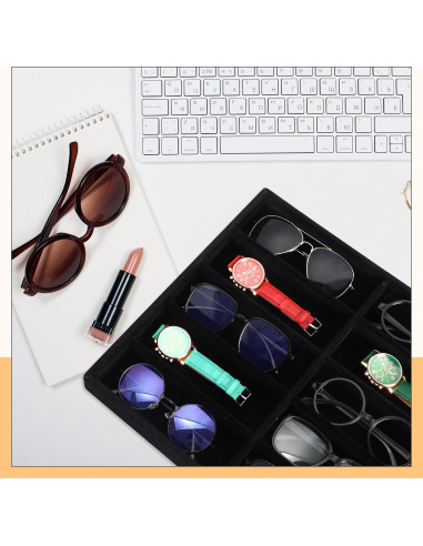 Organizador de Gafas de Sol Batiyeer 10 Rejillas Terciopelo Negro