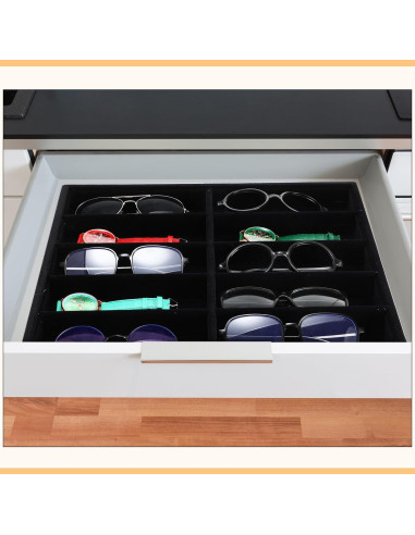 Organizador de Gafas de Sol Batiyeer 10 Rejillas Terciopelo Negro