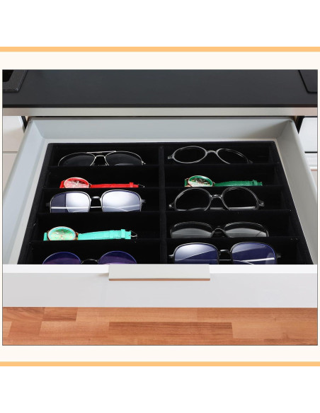 Organizador de Gafas de Sol Batiyeer 10 Rejillas Terciopelo Negro