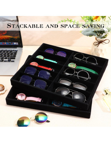 Organizador de Gafas de Sol Batiyeer 10 Rejillas Terciopelo Negro