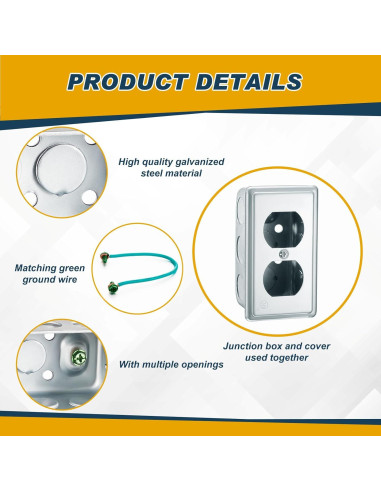 4 Cajas Eléctricas de Metal Copkim 10x5 cm con Tapa y Tornillos