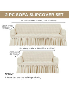 Juego de 2 Fundas de Sofá Elásticas Fanfanwin Beige 2 y 3 Asientos 2