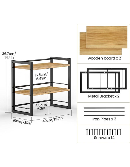 Organizador de Estante de Escritorio ART-GIFTREE Negro 2 Niveles