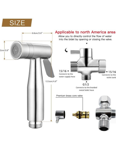 Rociador de Bidet Soosi de Mano Acero Inoxidable 150 cm Doble Modo
