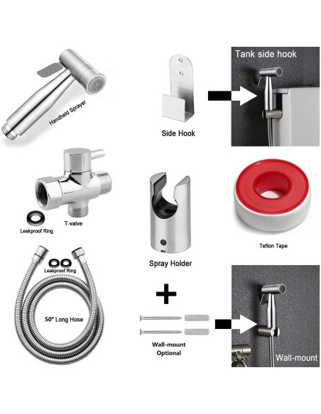Rociador de Bidet Soosi de Mano Acero Inoxidable 150 cm Doble Modo