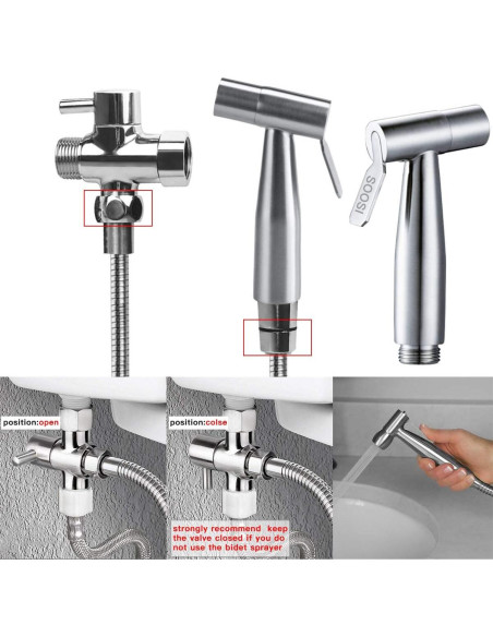 Rociador de Bidet Soosi de Mano Acero Inoxidable 150 cm Doble Modo