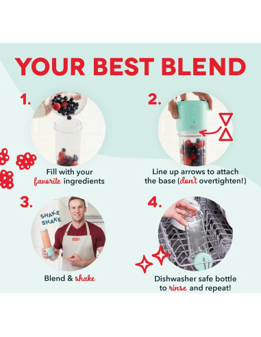 Batidora Personal USB Dash 16 oz Aqua Recargable Portátil