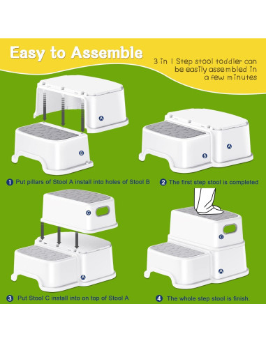 Escalera para Niños AJVV YT-8869 Antideslizante 2 Escalones