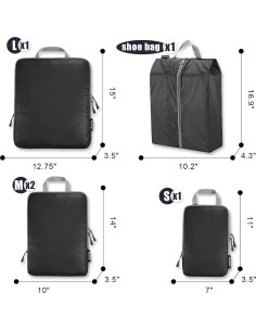 BAGAIL Set de 5 Cubos de Compresión Ultraligeros para Viaje 2