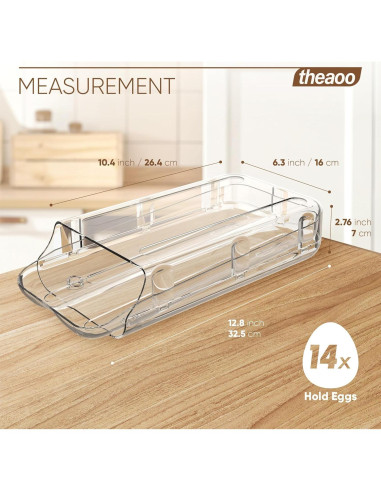 Dispensador de Huevos theaoo Transparente 14 Huevos Apilable