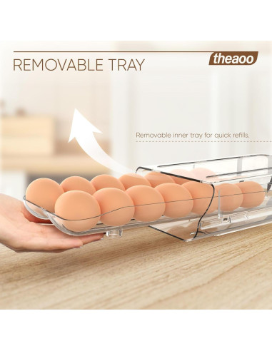 Dispensador de Huevos theaoo Transparente 14 Huevos Apilable