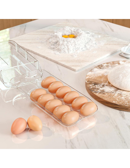 Dispensador de Huevos theaoo Transparente 14 Huevos Apilable