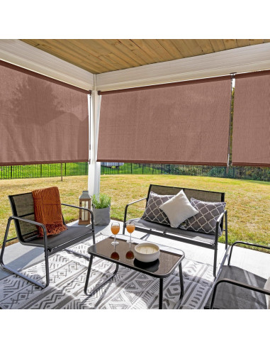 Cortina enrollable exterior Coolaroo 1.22m x 1.83m madera aliso