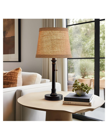 Lámpara de Mesa Pequeña Oneach Negra 49.5 cm Tela