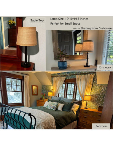 Lámpara de Mesa Pequeña Oneach Negra 49.5 cm Tela