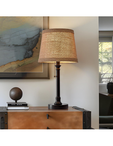 Lámpara de Mesa Pequeña Oneach Negra 49.5 cm Tela