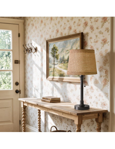 Lámpara de Mesa Pequeña Oneach Negra 49.5 cm Tela