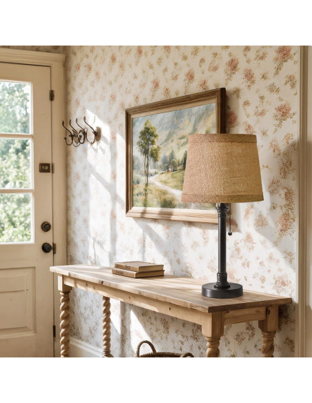 Lámpara de Mesa Pequeña Oneach Negra 49.5 cm Tela