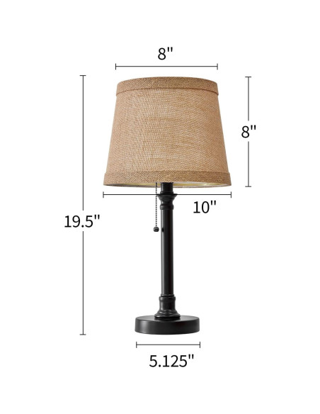 Lámpara de Mesa Pequeña Oneach Negra 49.5 cm Tela