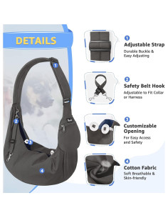 Transportín para Perros SlowTon - Correa Acolchada Ajustable Gris XS 2