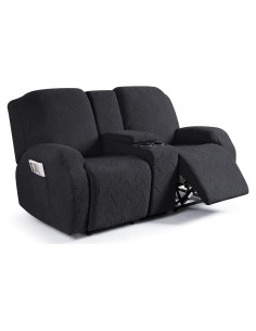 Cubierta de Loveseat Recliner Ruaozz 2 Asientos con Consola Negra