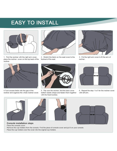 Cubierta de Loveseat Recliner Ruaozz 2 Asientos con Consola Negra