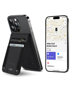 Billetera MagSafe HiWe con Find My, RFID, 9 tarjetas, Negro