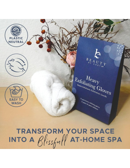 Guantes Exfoliantes Pesados Beauty by Earth - 4 Pzs para Baño