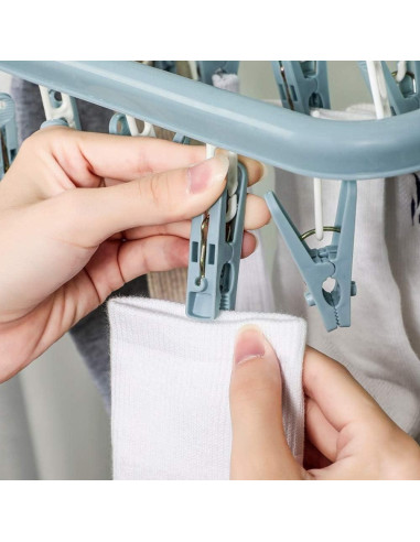Perchero Plegable para Secar Ropa Alladaga 32 Clips Azul