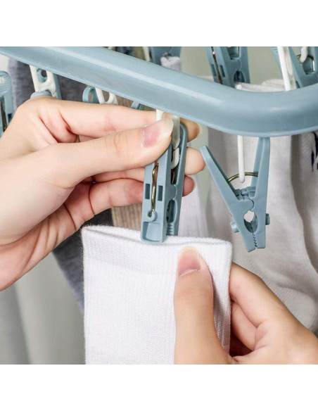 Perchero Plegable para Secar Ropa Alladaga 32 Clips Azul