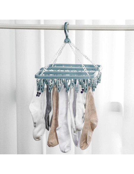 Perchero Plegable para Secar Ropa Alladaga 32 Clips Azul