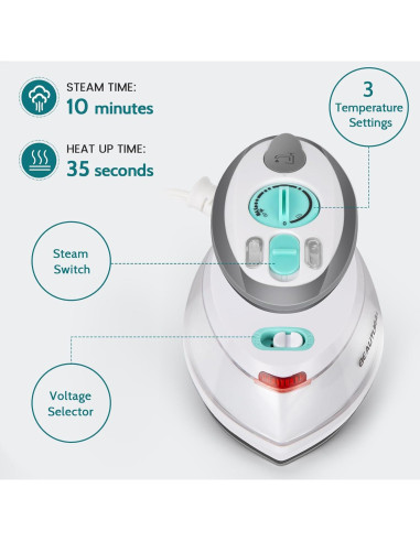 Mini Plancha de Viaje BEAUTURAL 400W Doble Voltaje Antiadherente