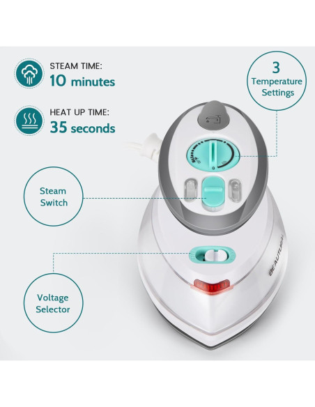 Mini Plancha de Viaje BEAUTURAL 400W Doble Voltaje Antiadherente